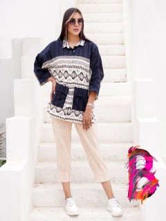 ست مانتو شلوار ترکیبی لنین